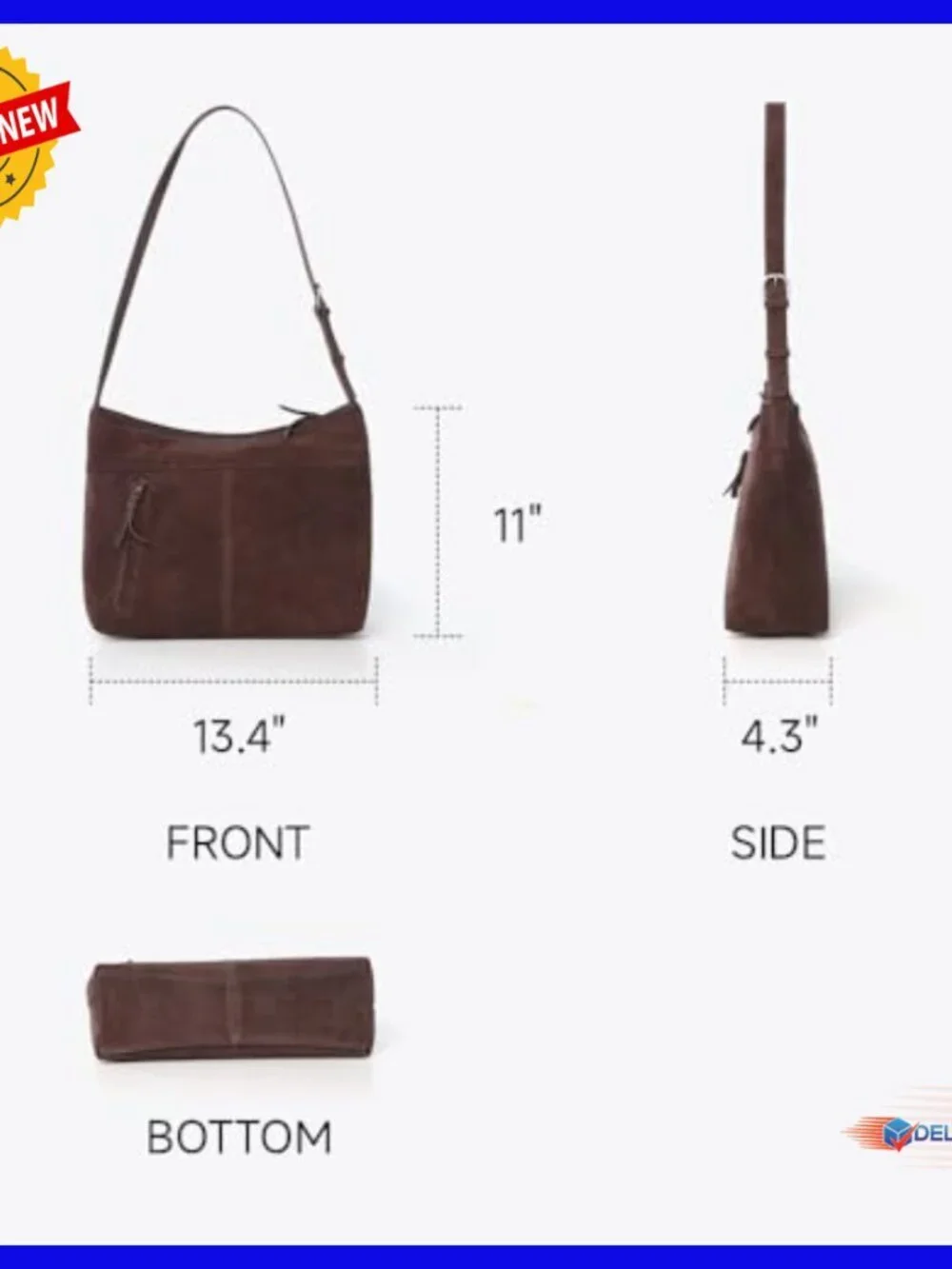 Genuine Suede Leather Hobo Shoulder Bag Adjustable Crossbody Tote